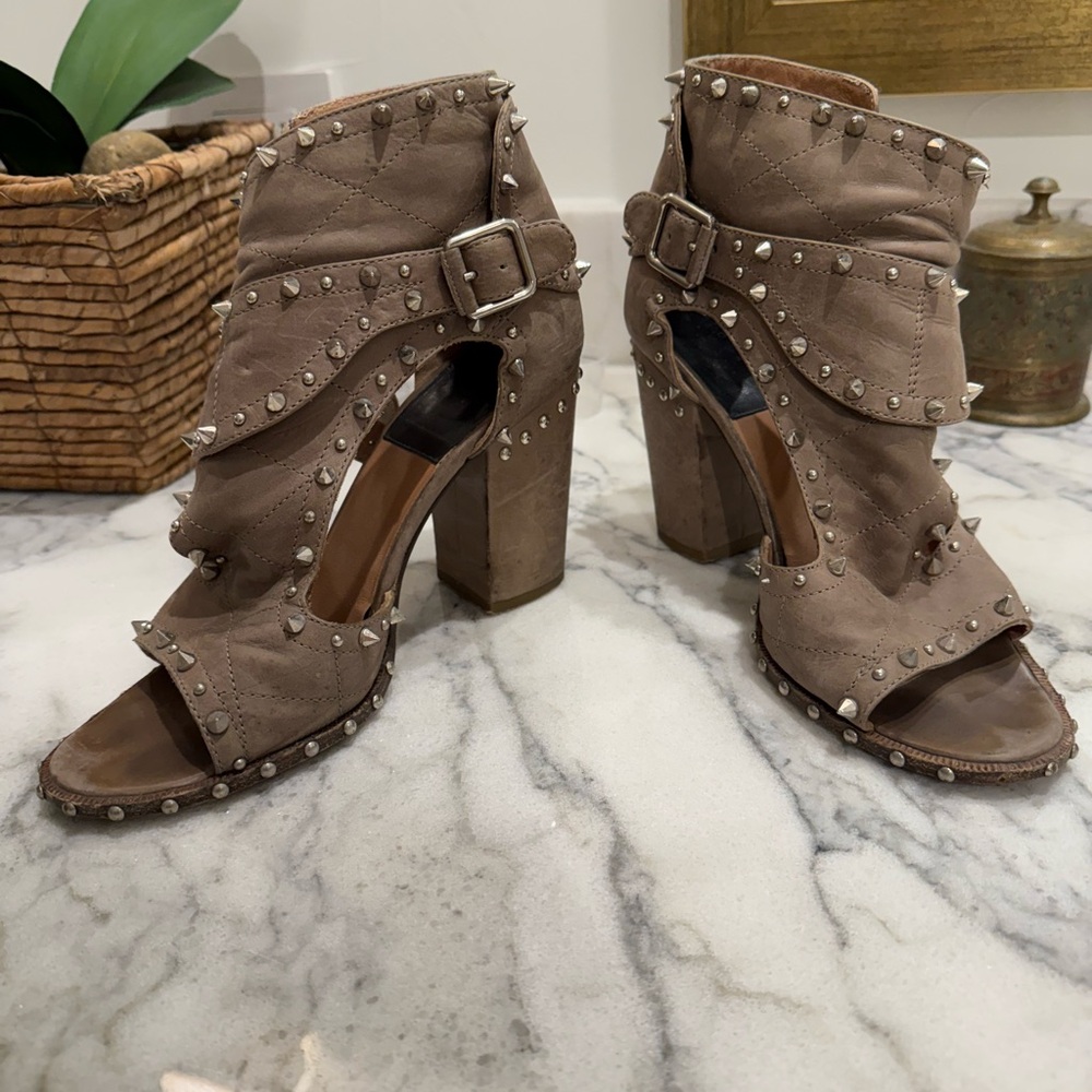 Laurence Dacade leather studded open toe booties